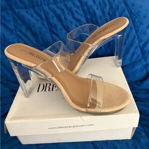 Dream Pairs Women's Clear Strap Heels - Nude
